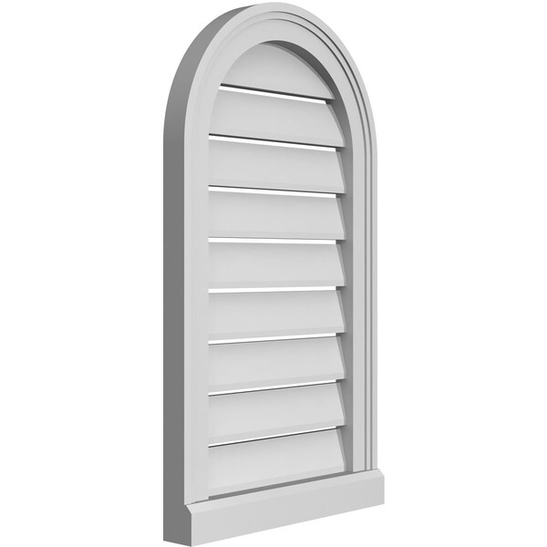 Round Top Surface Mount PVC Gable Vent: Functional, W/ 2W X 2P Brickmould Sill Frame, 16W X 28H